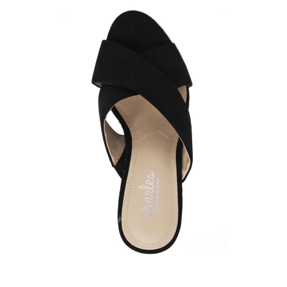 Charles by Charles David Black Suede Cork Wedge Sandals - Picture 3 of 5